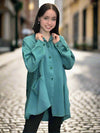 ASYMMETRICAL PRINTED BACK LINEN SHIRT